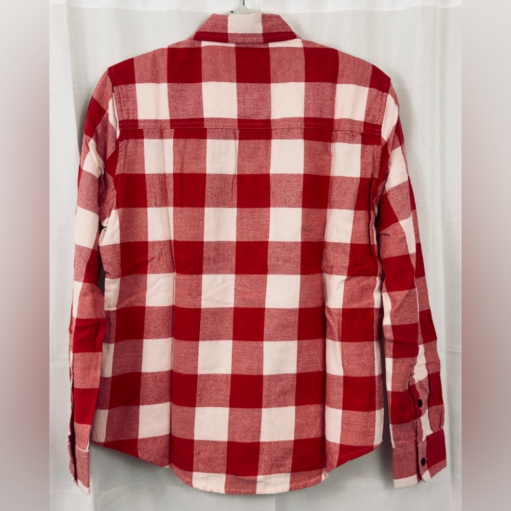 Pact Woman’s Gingham Red & White organic Cotton Mila Button Up Flannel Shirt NWT - Picture 8 of 9